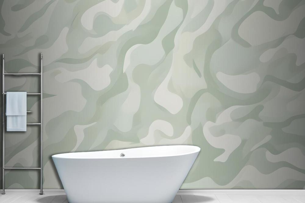 Abstract Modern Botanical Shapes Green Wallpaper Mural