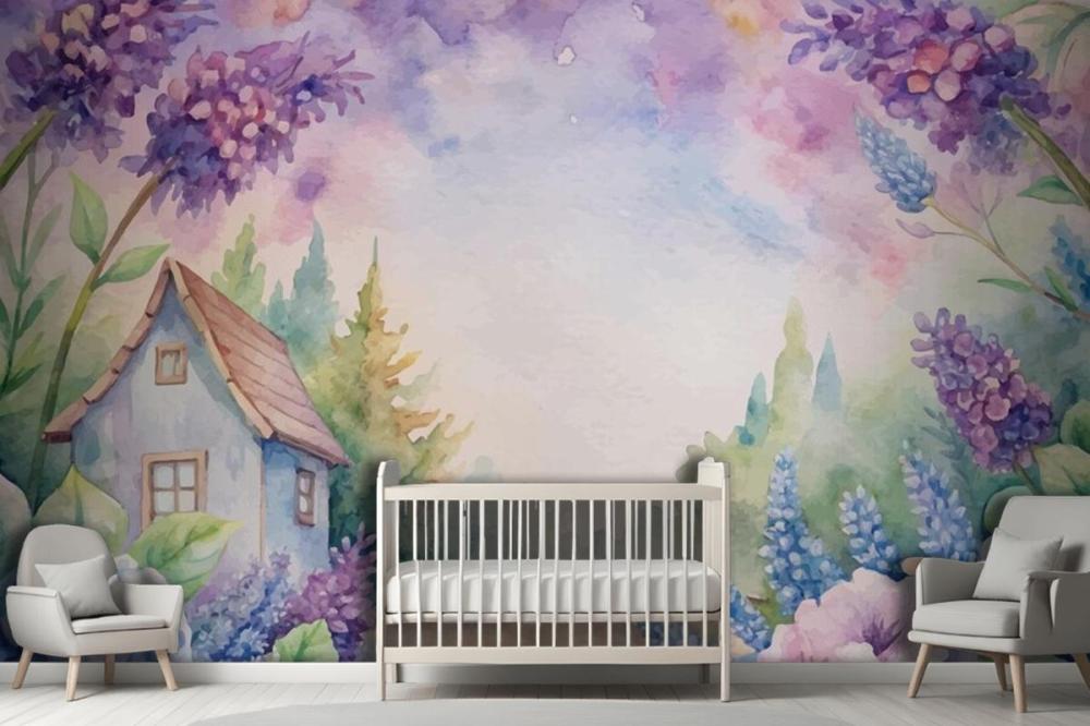 Beautiful Rustic Flower Watercolor Background Wallpaper Mural