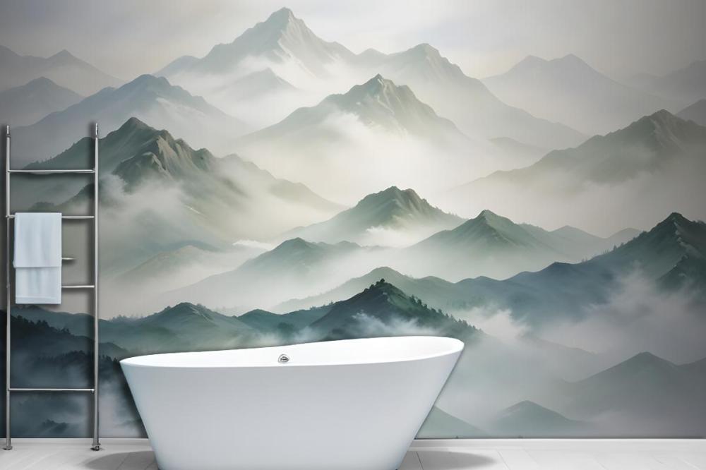 Blue & Green Mountainscape Wallpaper Mural