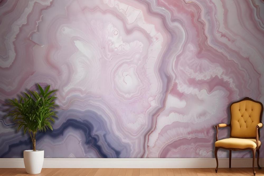 Closeup Of A Natural Agate Stone With Swirling Patterns Of Pink Wallpaper Mural