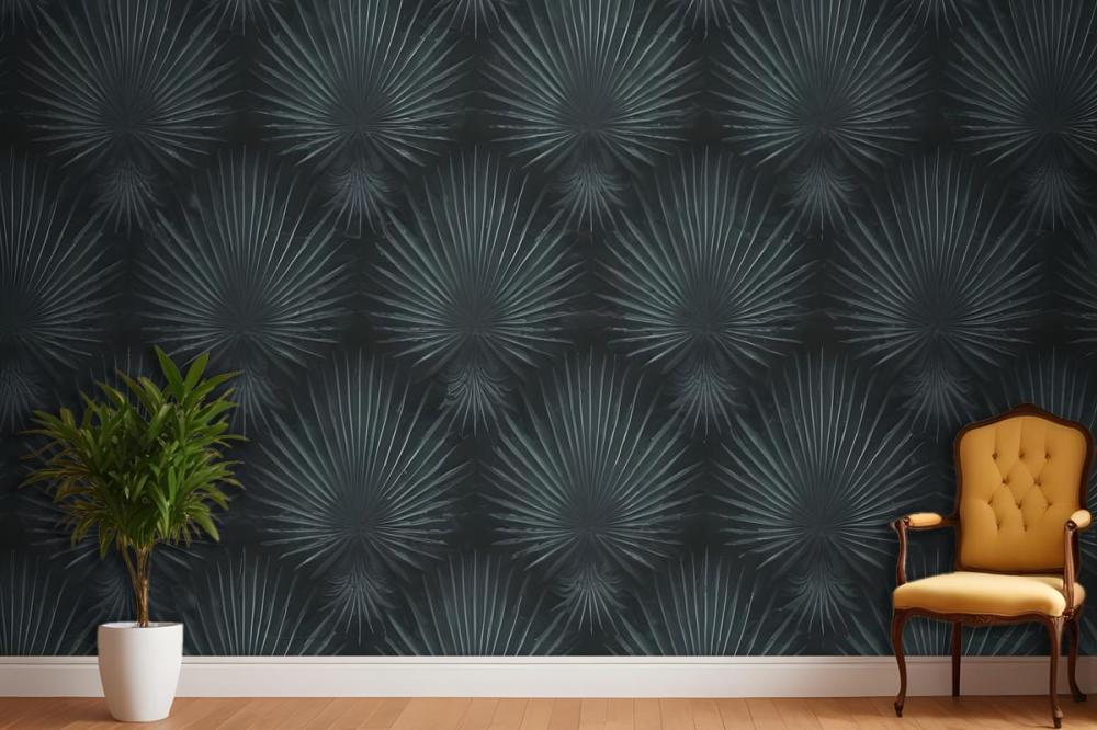 Dark Green Abstract Of Radiating Lines Sunburst Shapes Wallpaper Mural