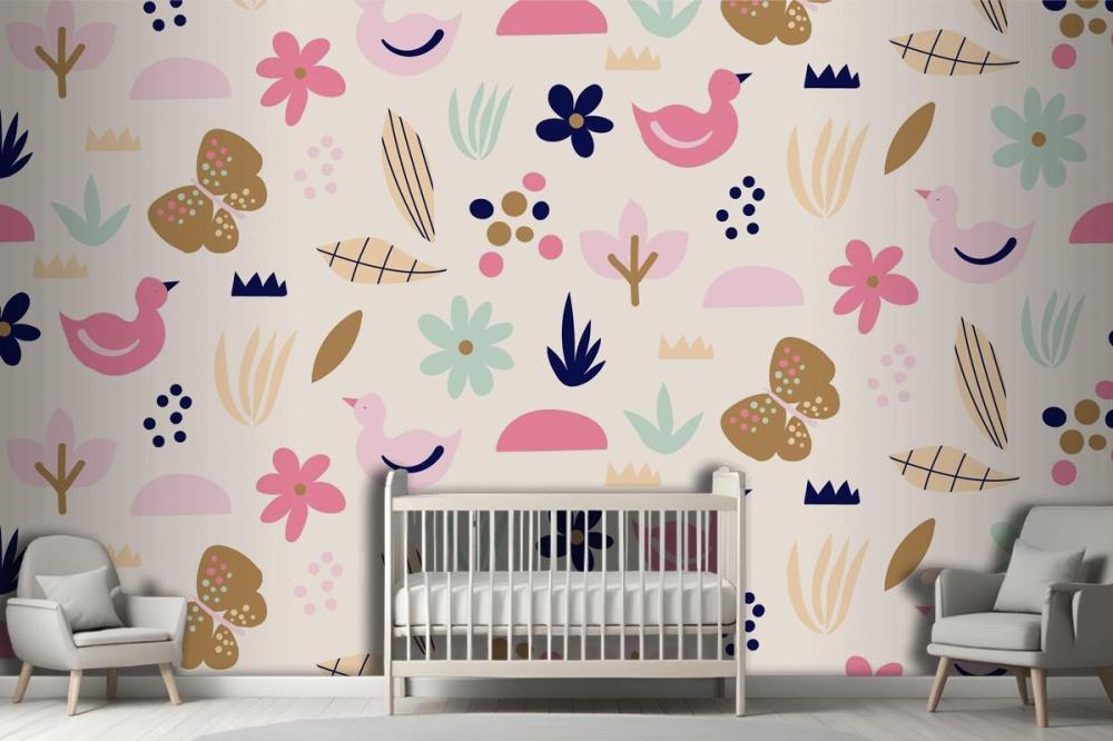 Flat Scandinavian Design Pattern Wallpaper Mural