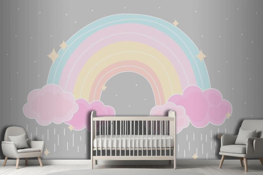 Flat Style Colorful Rainbow Wallpaper Mural