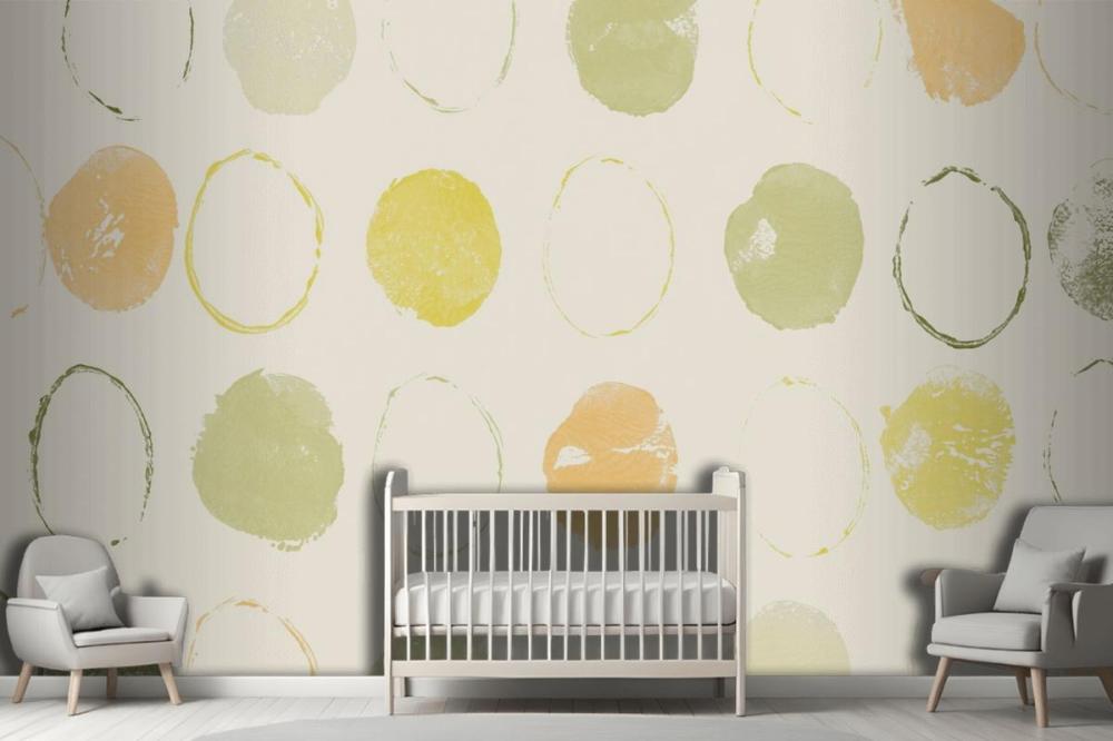 Green Circle Pattern Background Handmade Prints Wallpaper Mural