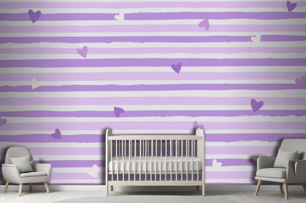 Hand Drawn Purple Striped Background Wallpaper Mural