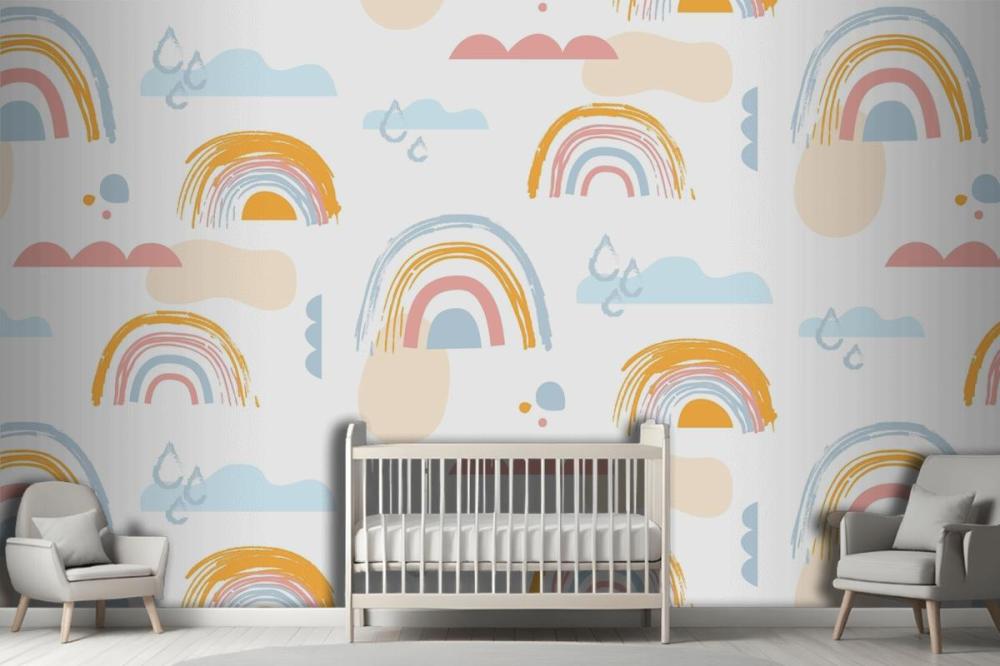 Hand Drawn Rainbow Pattern Design Wallpaper Mural
