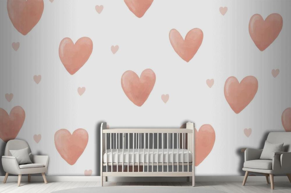 Heart Background Cute Watercolor Wallpaper Mural