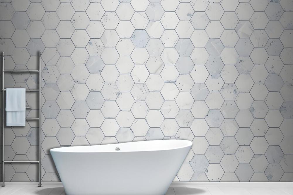 Hexagon Tile Terrazzo Pattern Wallpaper Mural
