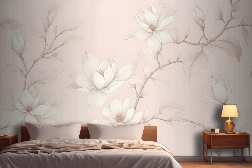 Large Hand Drawn Cherry Blossom Mural