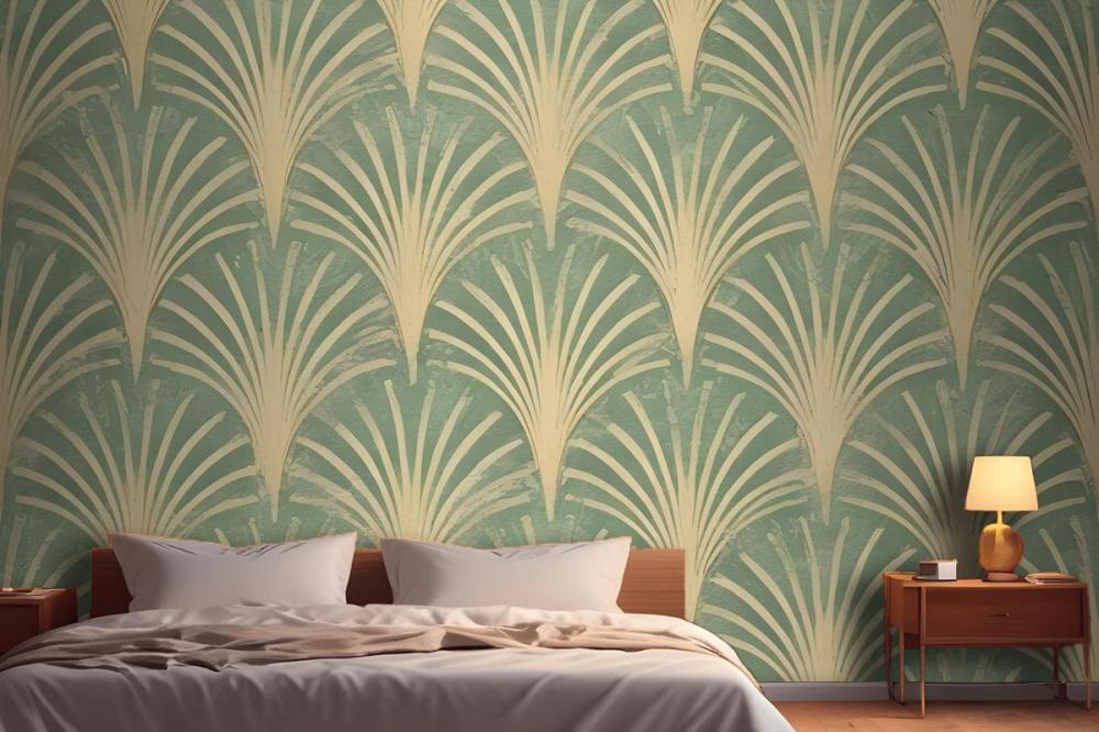Modern Eau De Nil Art Deco Gold Lines Wallpaper Mural