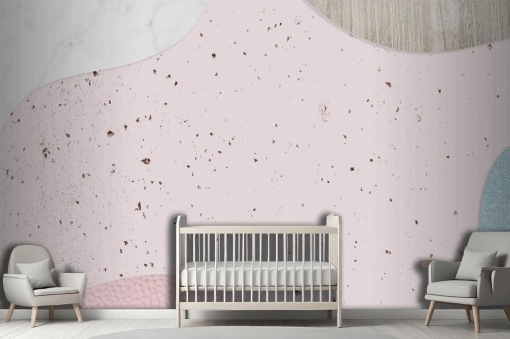 Pink And Blue Collage Textured Wallpaper Mural