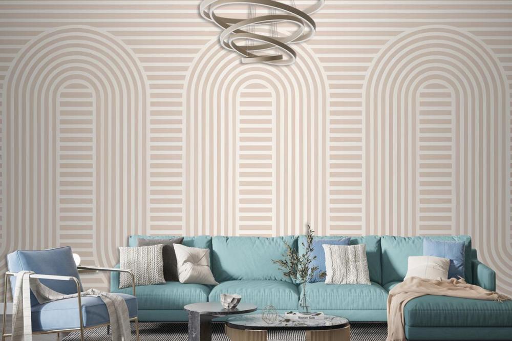 Pink Zen Garden Curves & Stripes Wallpaper Mural