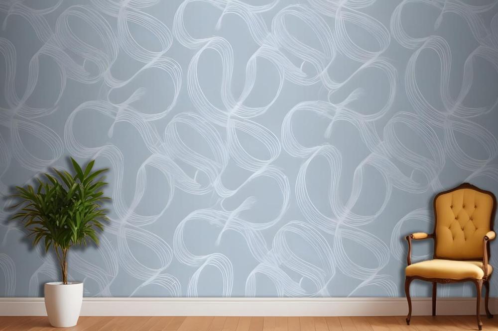 Seamless Pattern Of Abstract White Shapes On A Light Blue Wallpaper Mural