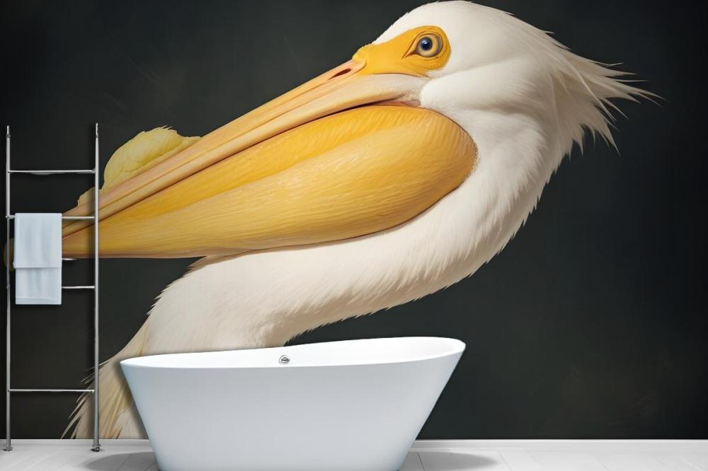 White Pelican Wallpaper Mural
