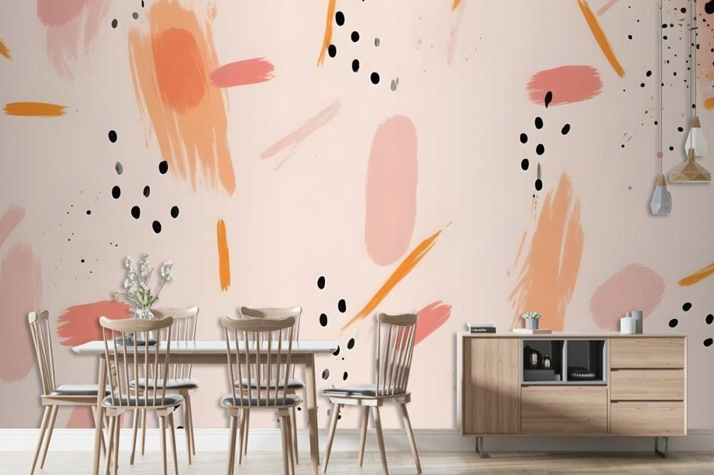 Abstract Background With Various Brush Strokes In Shades Of Wallpaper Mural