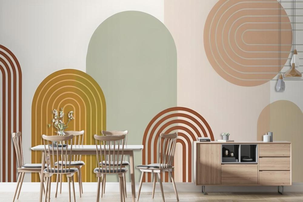 Abstract Geometric Shapes In Earthy Tones Wallpaper Mural