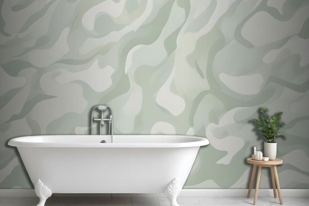 Abstract Modern Botanical Shapes Green Wallpaper Mural