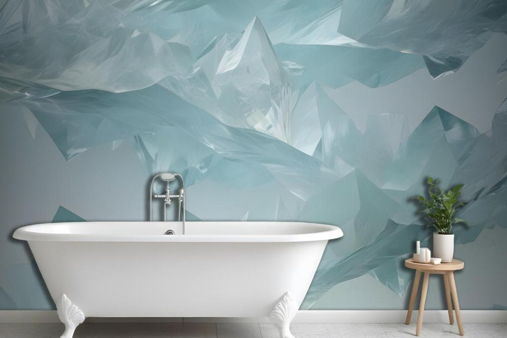Blue Green Abstract Ocean Painting Wallpaper Mural