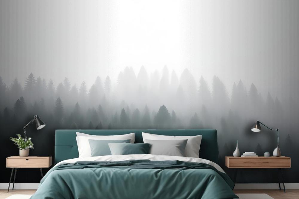 Deep Green Ombre Forest Wallpaper Mural