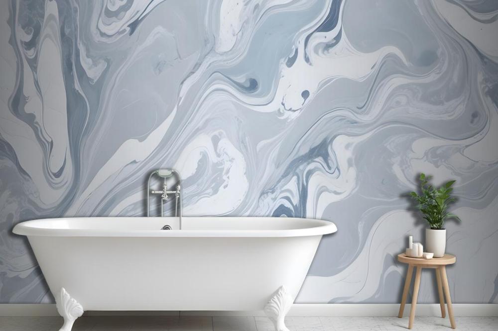 Drift Blue Marbled Wallpaper Mural