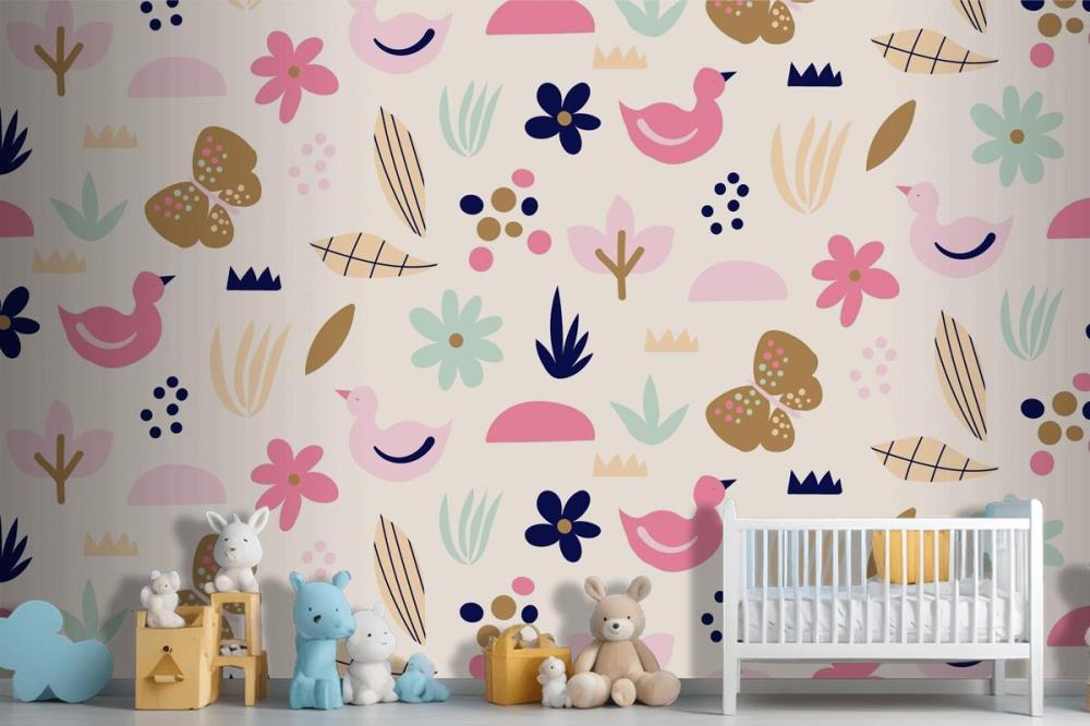 Flat Scandinavian Design Pattern Wallpaper Mural