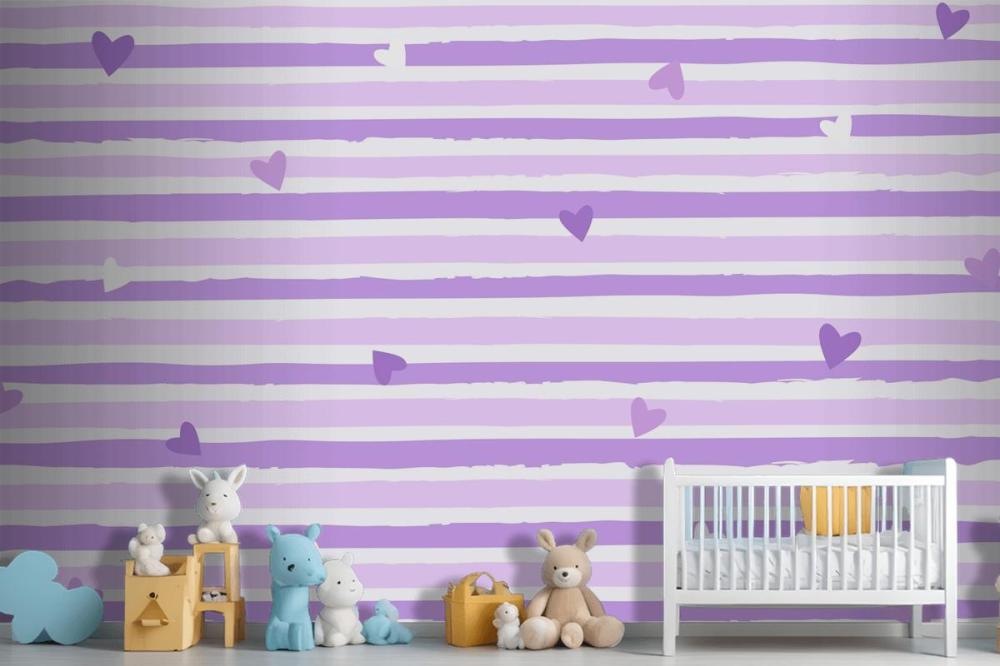 Hand Drawn Purple Striped Background Wallpaper Mural