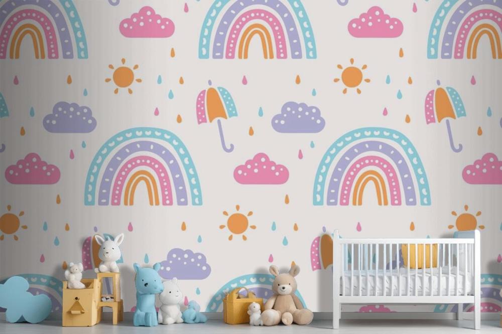 Hand Drawn Rainbow Pattern Design Kids Wallpaper Mural