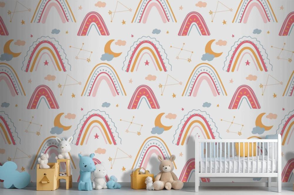 Hand Drawn Rainbow Pattern Wallpaper Mural