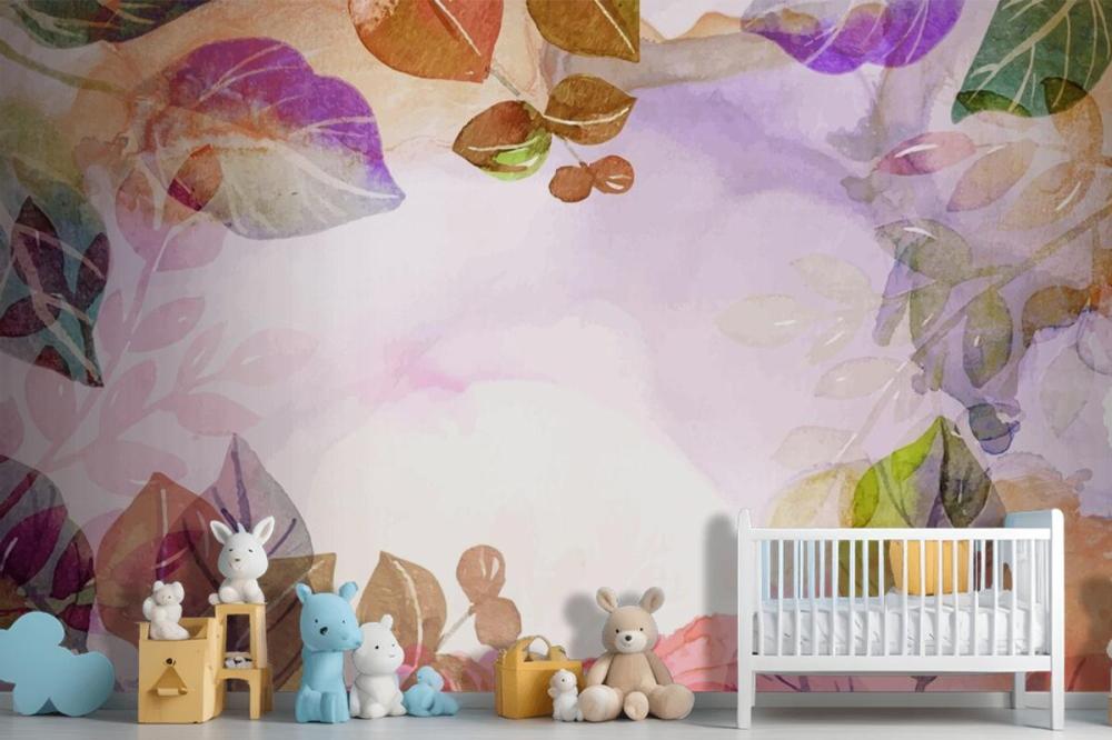 Hand Painted Watercolor Nature Background Girl Wallpaper Mural