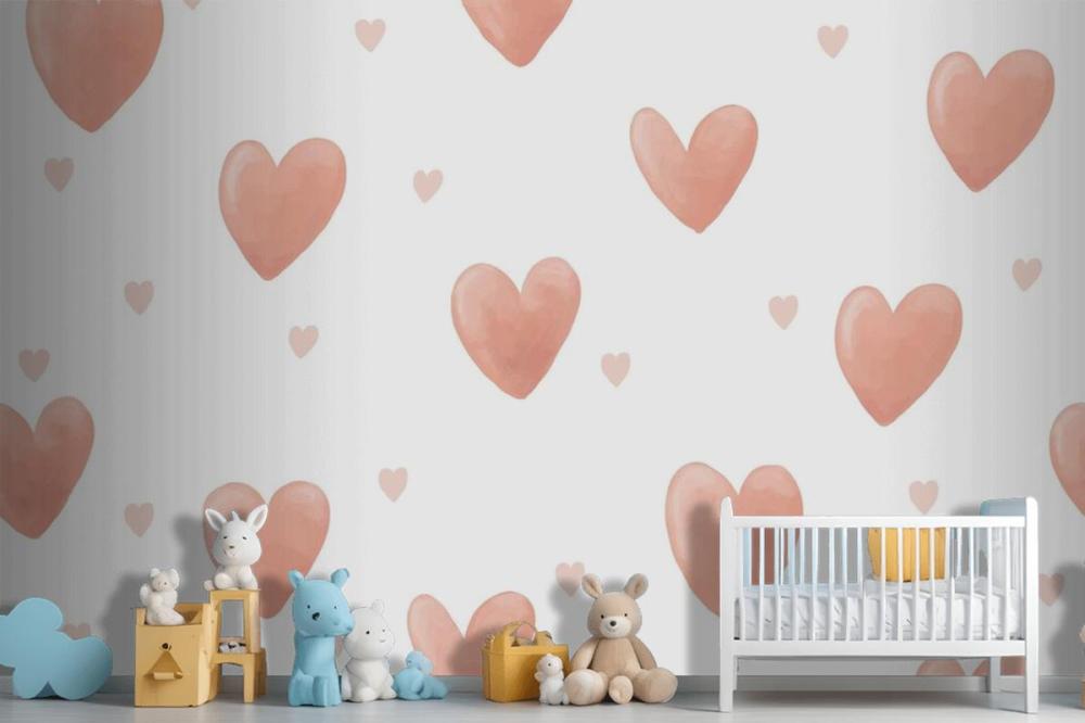 Heart Background Cute Watercolor Wallpaper Mural