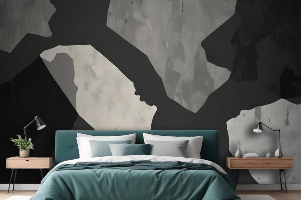 Large Dark Terrazzo Inspired Wallpaper Mural