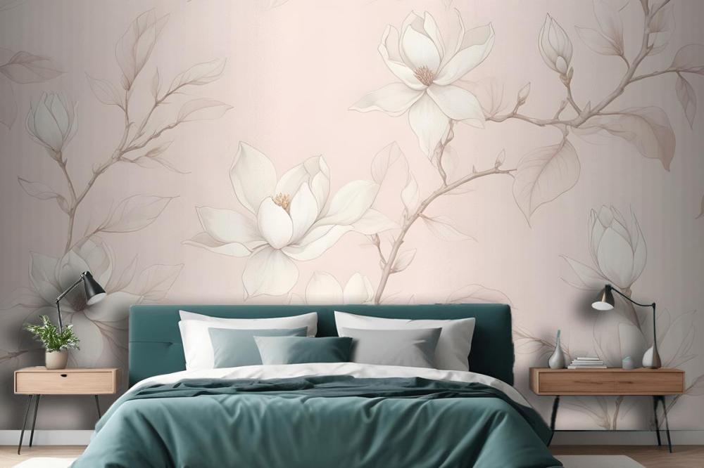 Large Hand Drawn Cherry Blossom Mural