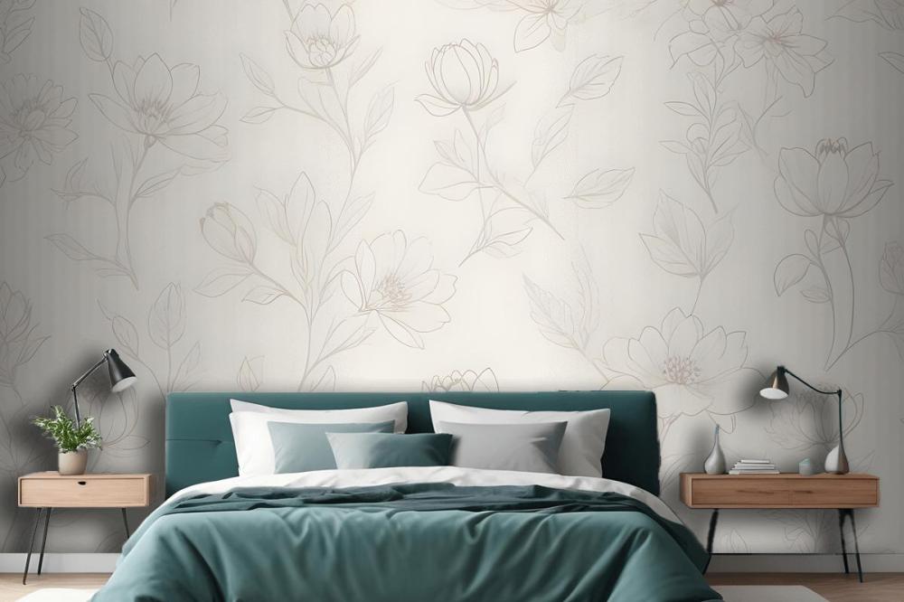 Minimalist Cream Cherry Blossom Mural