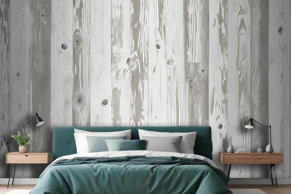 Neutral Printed Wood Panel Effect Wallpaper Mural