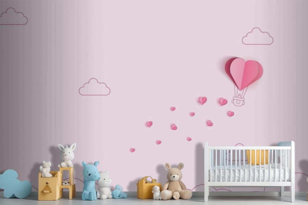 Origami Made Hot Air Balloon And Cloud Wallpaper Mural