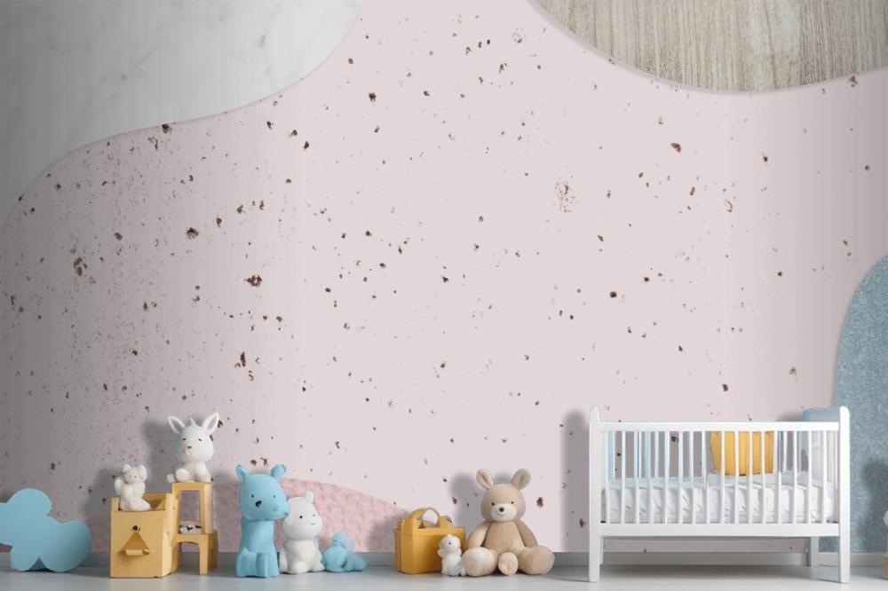Pink And Blue Collage Textured Wallpaper Mural