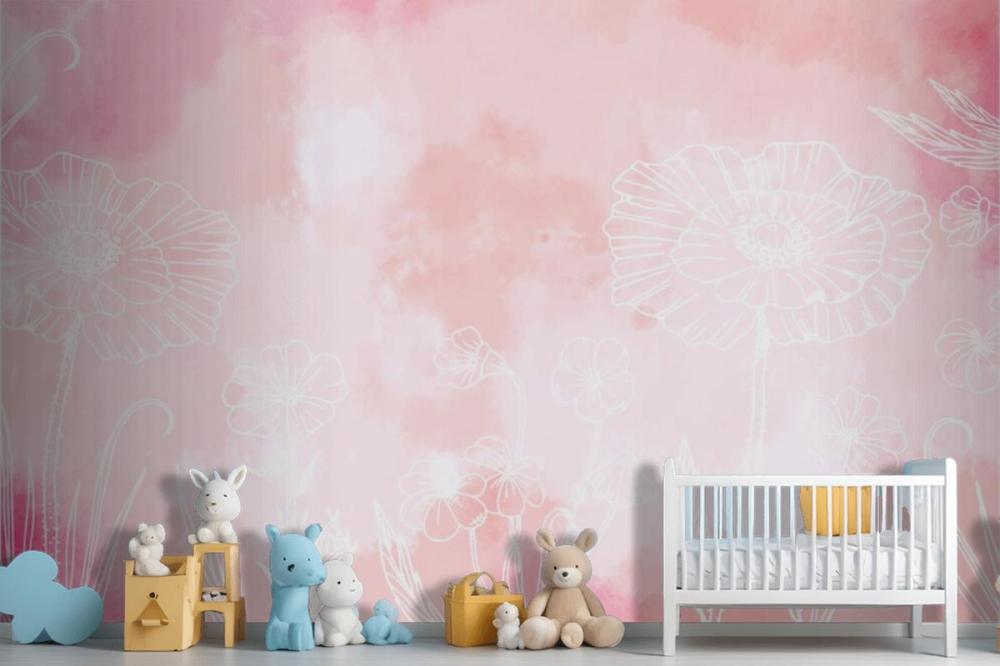 Powder Pastel With Hand Drawn Elements Wallpaper Mural
