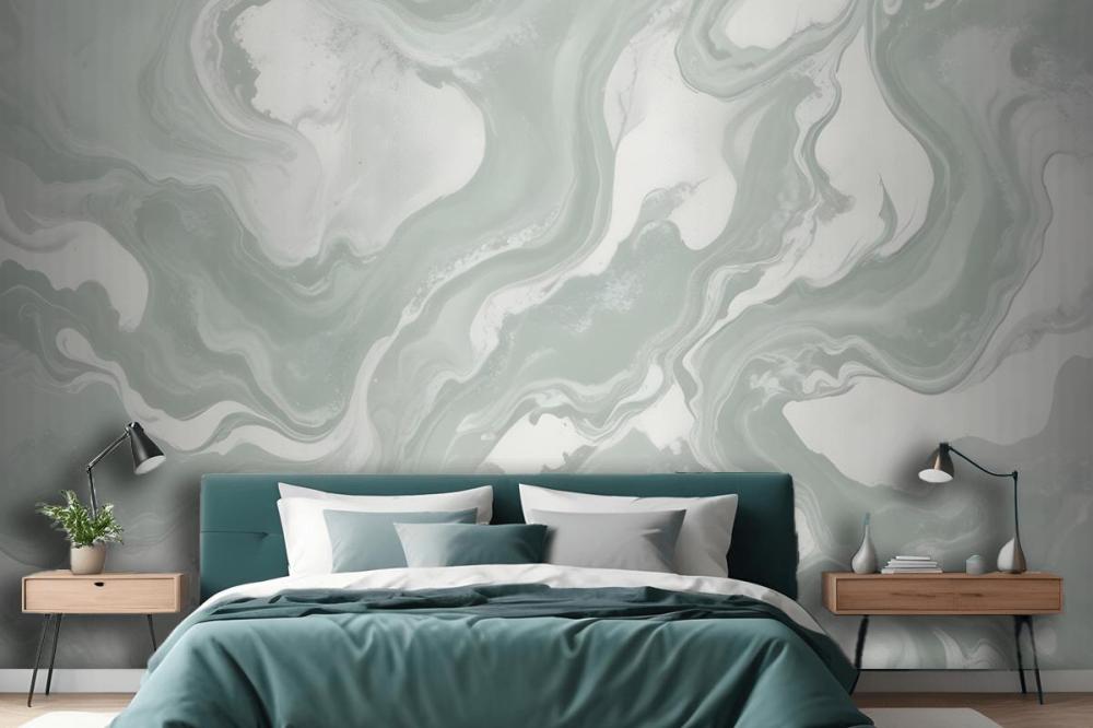 Swish Sage Marbled Wallpaper Mural