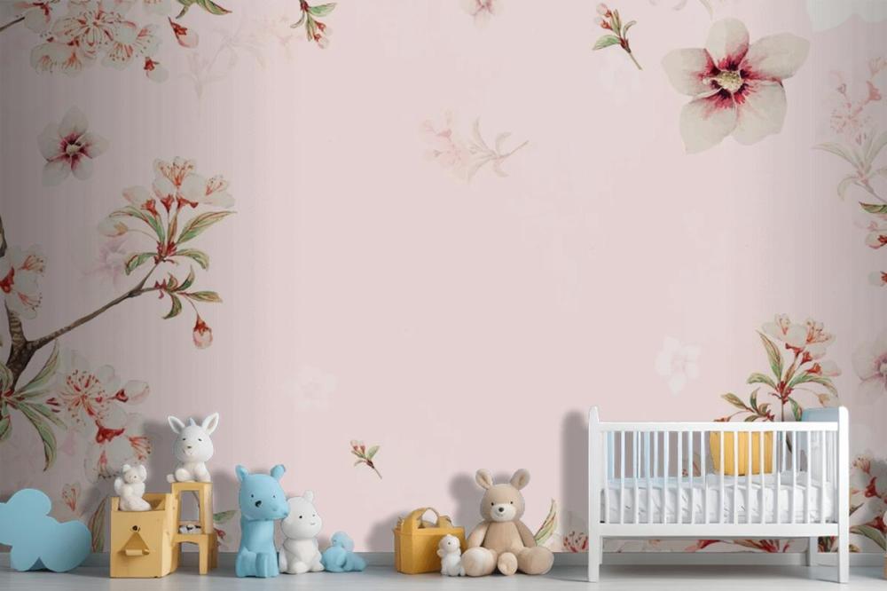 Vintage Japanese Floral Background Peach Blossoms Wallpaper Mural