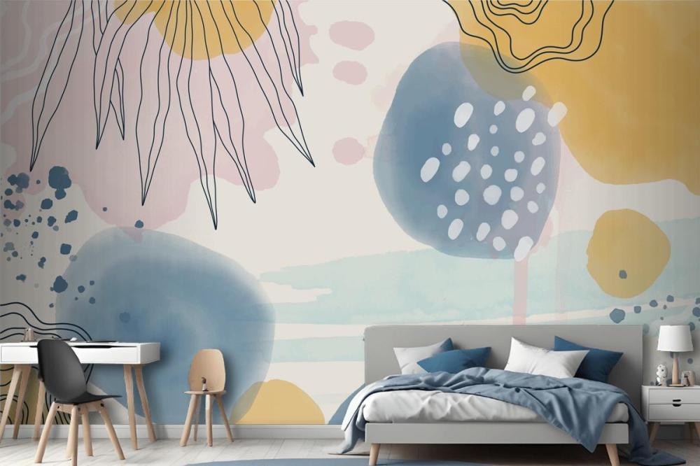 Watercolor Abstract Doodle Background Wallpaper Mural