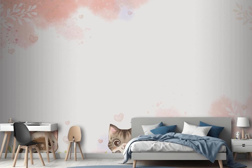 Watercolor International Cat Day Wallpaper Mural
