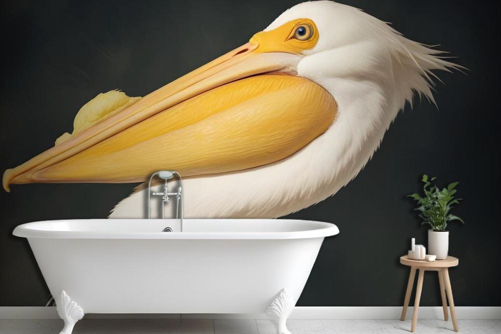 White Pelican Wallpaper Mural