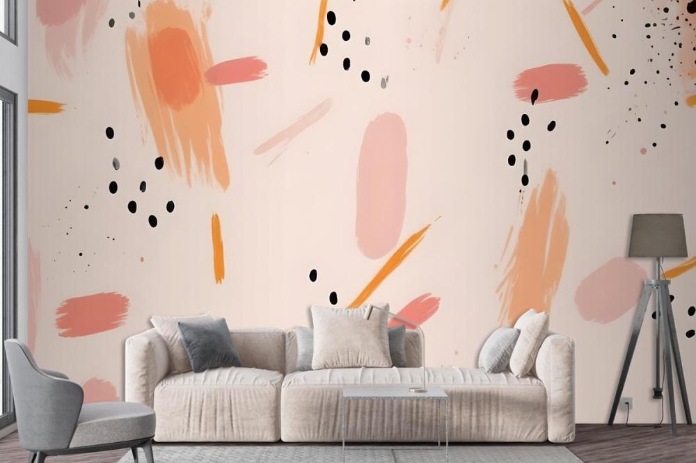 Abstract Background With Various Brush Strokes In Shades Of Wallpaper Mural