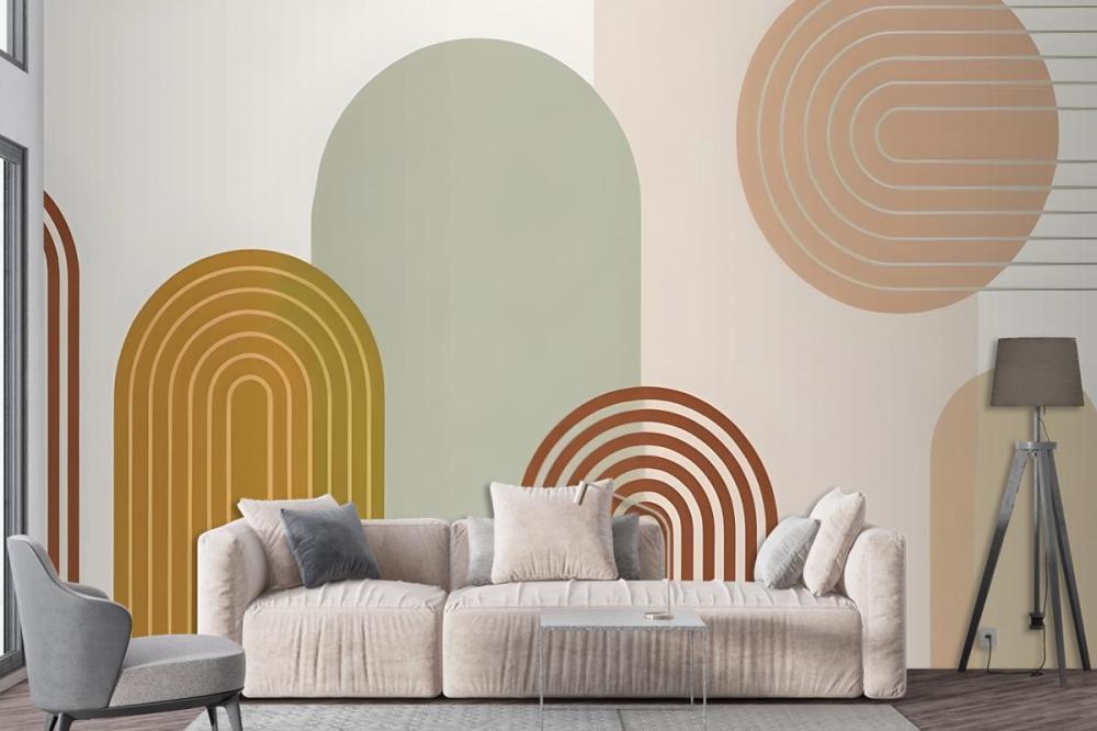 Abstract Geometric Shapes In Earthy Tones Wallpaper Mural