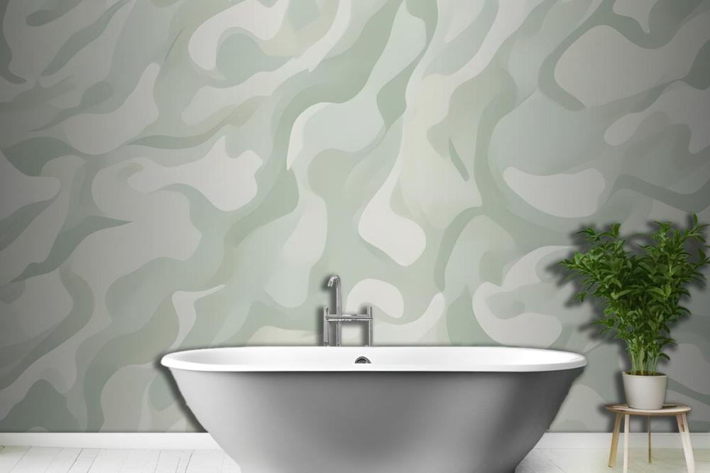 Abstract Modern Botanical Shapes Green Wallpaper Mural