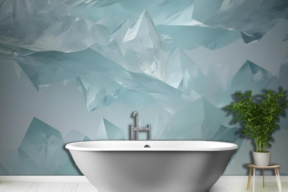 Blue Green Abstract Ocean Painting Wallpaper Mural