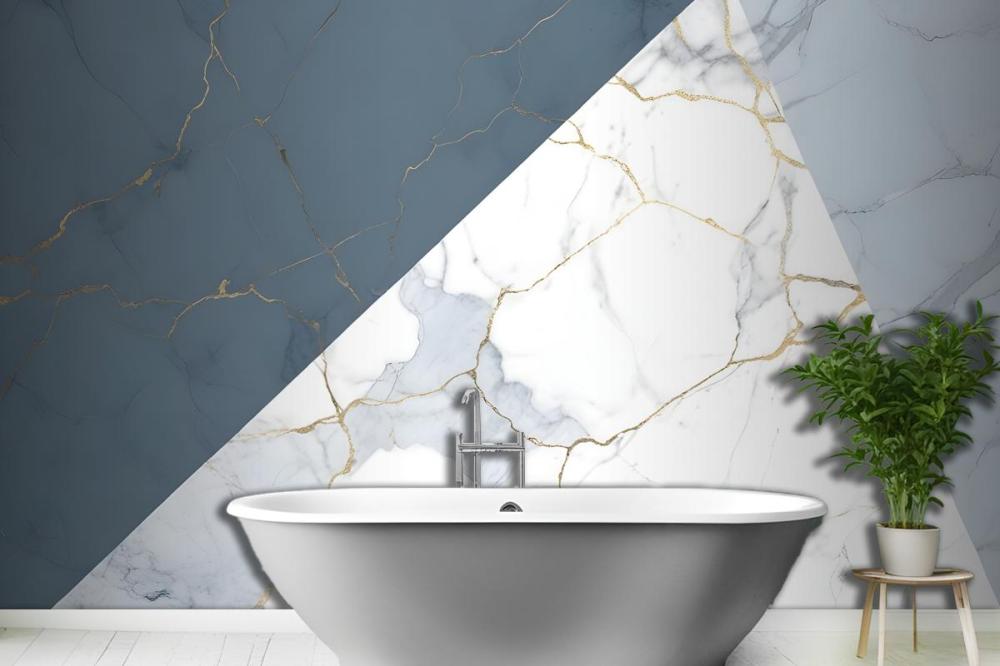Blue Marble Effect Geometric Wallpaper Mural.jpg