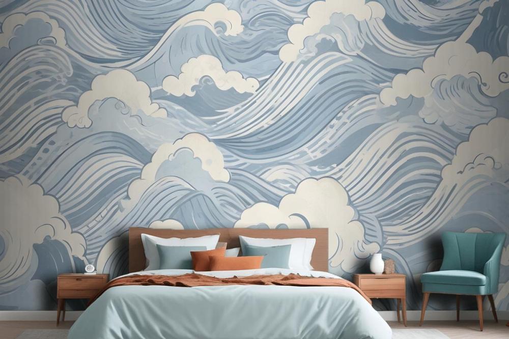 Blue Waves Wallpaper Mural