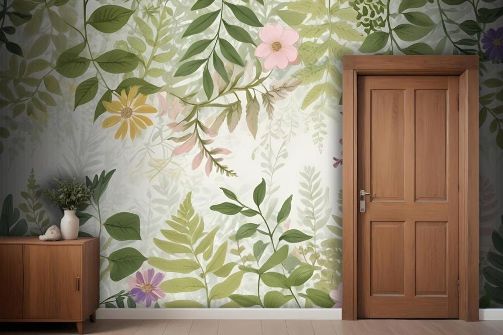 Bright Floral Garden Landscape Wallpaper Mural