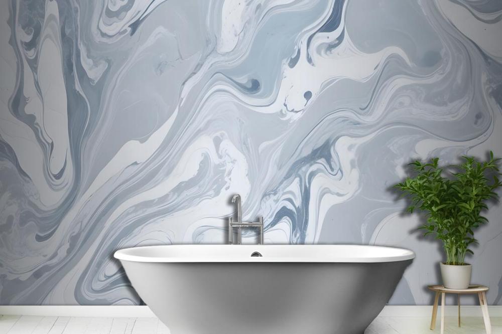 Drift Blue Marbled Wallpaper Mural